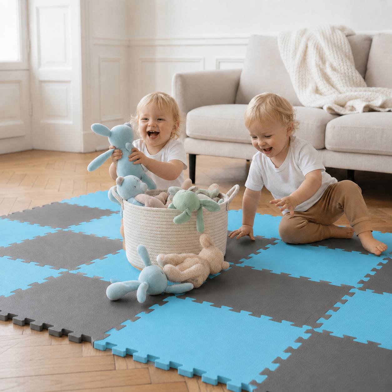 18 Teile Baby Kinder Puzzlematte ab Null - 30x30 Puzzle Spielmatte Krabbelmatte