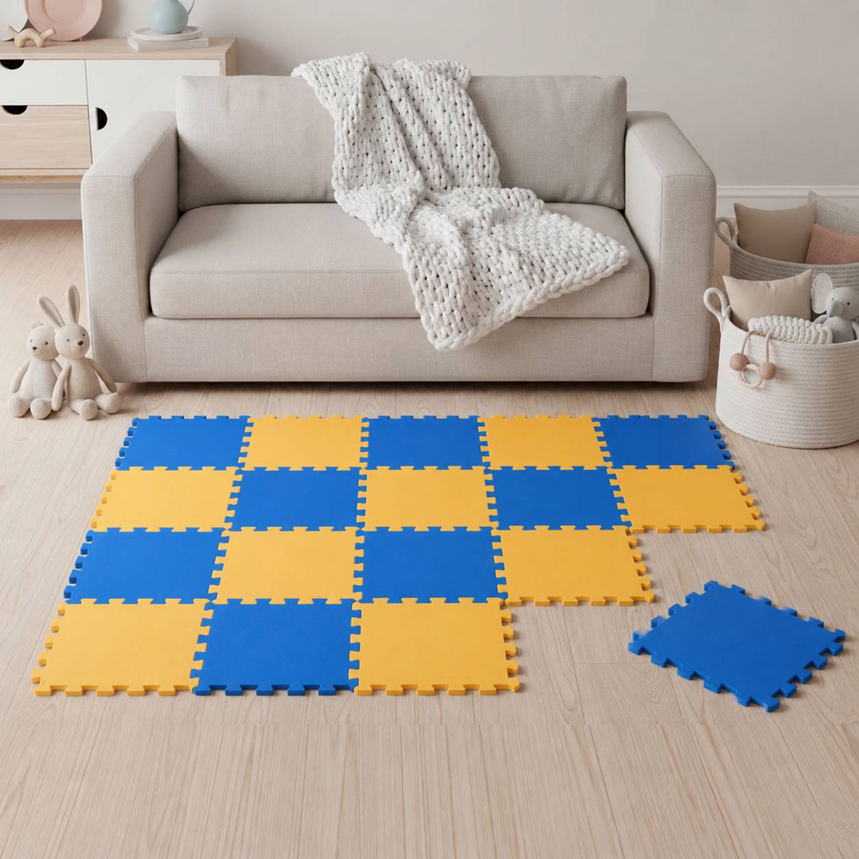 18 Teile Baby Kinder Puzzlematte ab Null - 30x30 Puzzle Spielmatte Krabbelmatte