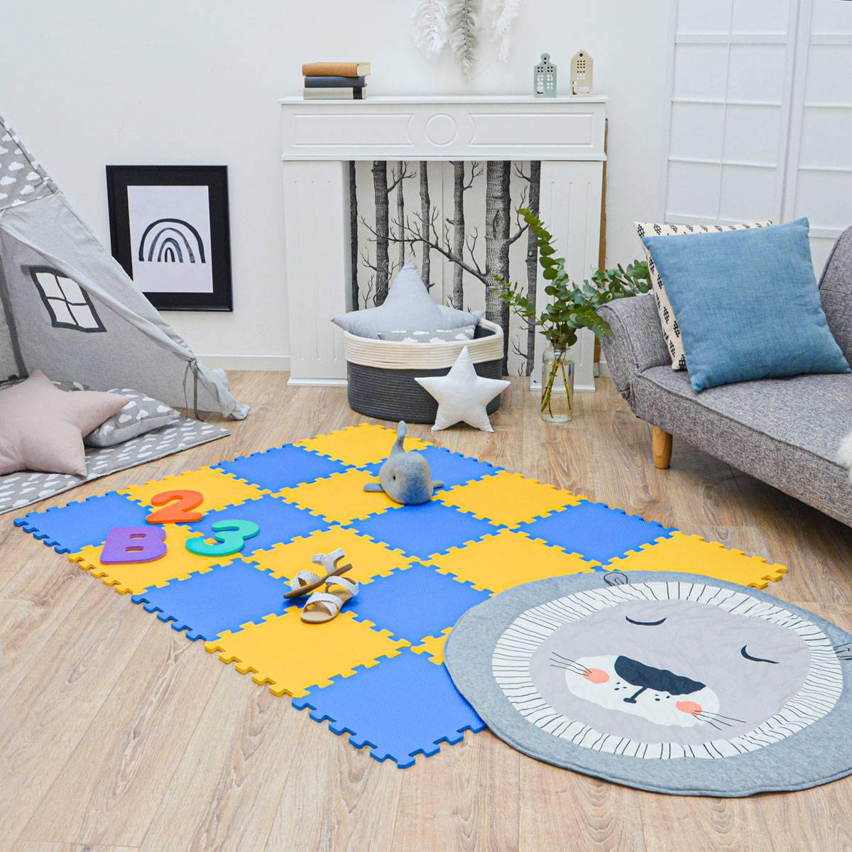 18 Teile Baby Kinder Puzzlematte ab Null - 30x30 Puzzle Spielmatte Krabbelmatte