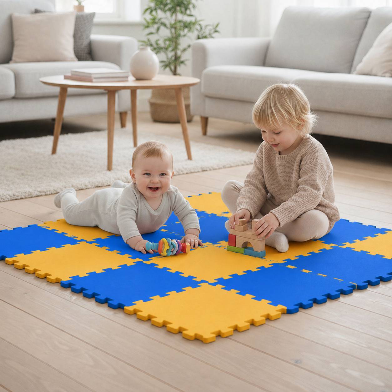 18 Teile Baby Kinder Puzzlematte ab Null - 30x30 Puzzle Spielmatte Krabbelmatte
