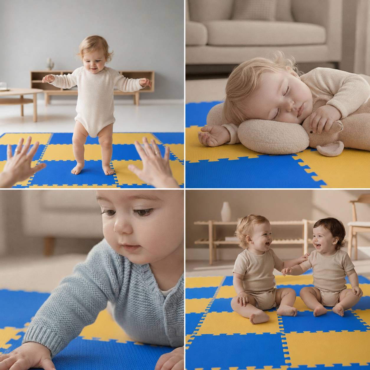 18 Teile Baby Kinder Puzzlematte ab Null - 30x30 Puzzle Spielmatte Krabbelmatte