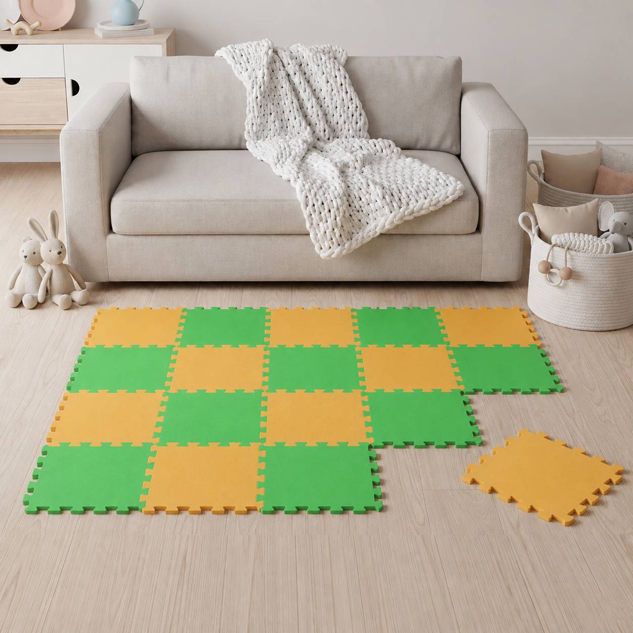 18 Teile Baby Kinder Puzzlematte ab Null - 30x30 Puzzle Spielmatte Krabbelmatte