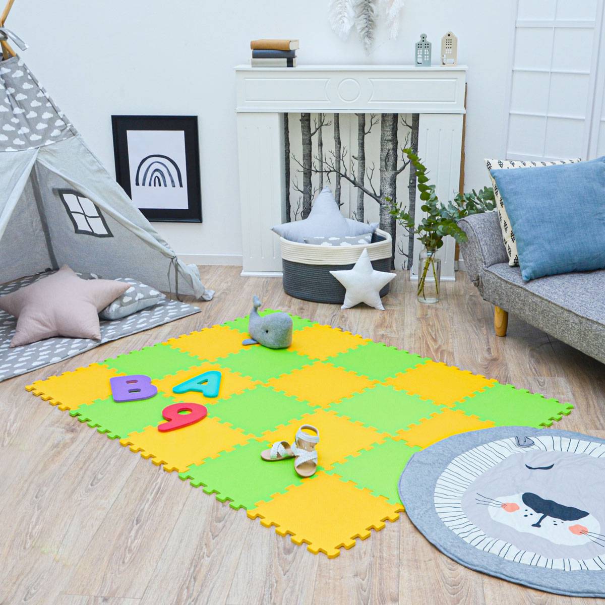 18 Teile Baby Kinder Puzzlematte ab Null - 30x30 Puzzle Spielmatte Krabbelmatte