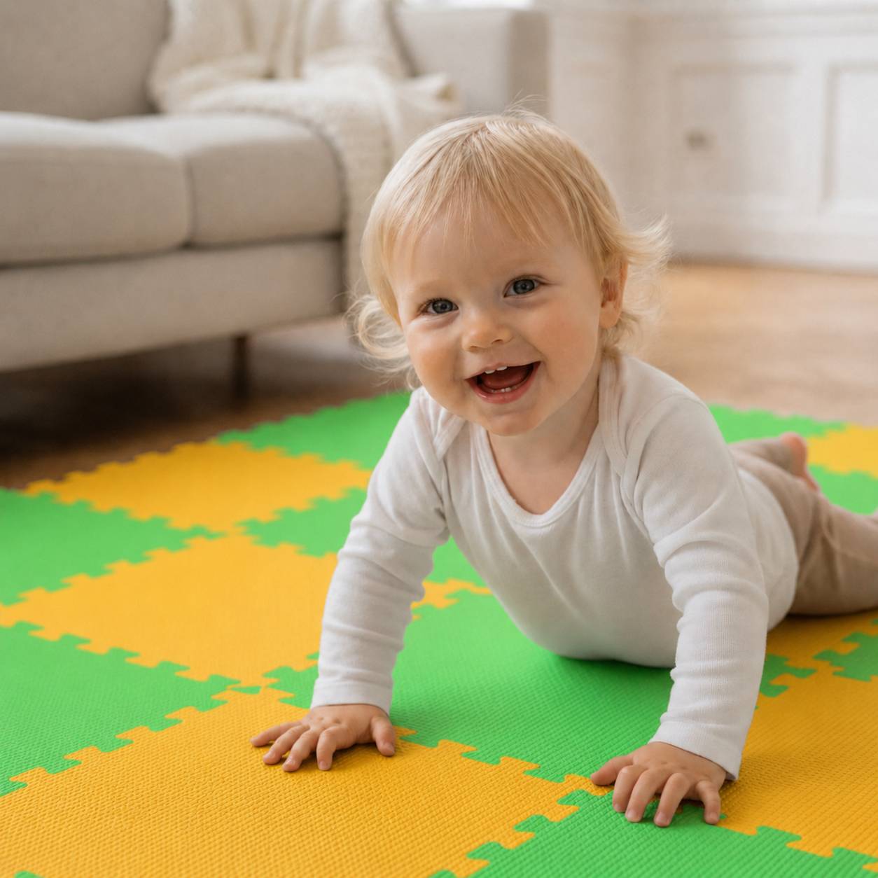 18 Teile Baby Kinder Puzzlematte ab Null - 30x30 Puzzle Spielmatte Krabbelmatte