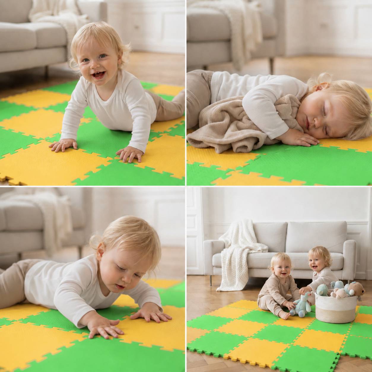 18 Teile Baby Kinder Puzzlematte ab Null - 30x30 Puzzle Spielmatte Krabbelmatte