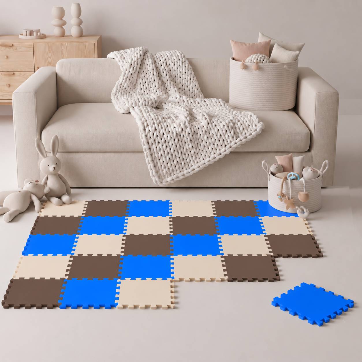 27 Teile Baby Kinder Puzzlematte ab Null - 30x30 Puzzle Spielmatte Krabbelmatte