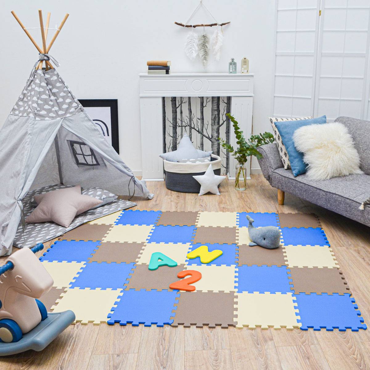 27 Teile Baby Kinder Puzzlematte ab Null - 30x30 Puzzle Spielmatte Krabbelmatte