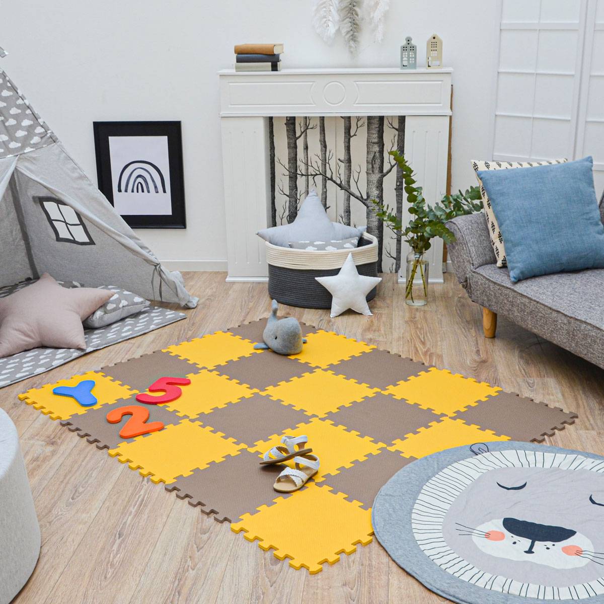 18 Teile Baby Kinder Puzzlematte ab Null - 30x30 Puzzle Spielmatte Krabbelmatte