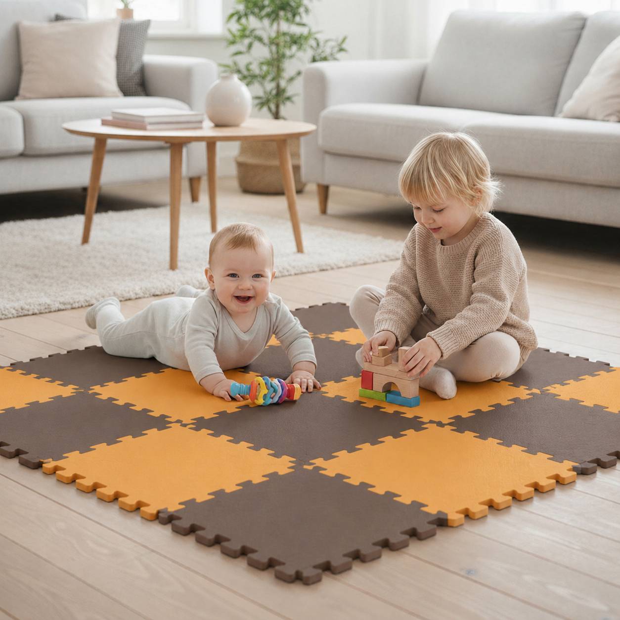 18 Teile Baby Kinder Puzzlematte ab Null - 30x30 Puzzle Spielmatte Krabbelmatte