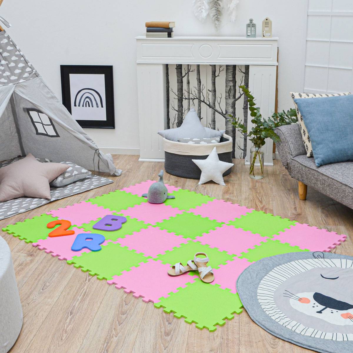 18 Teile Baby Kinder Puzzlematte ab Null - 30x30 Puzzle Spielmatte Krabbelmatte