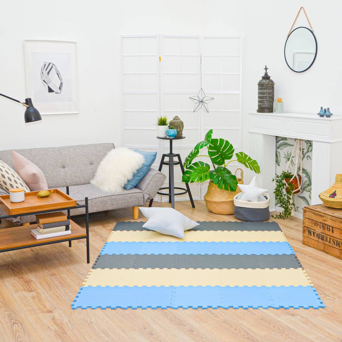 27 Teile Baby Kinder Puzzlematte ab Null - 30x30 Puzzle Spielmatte Krabbelmatte