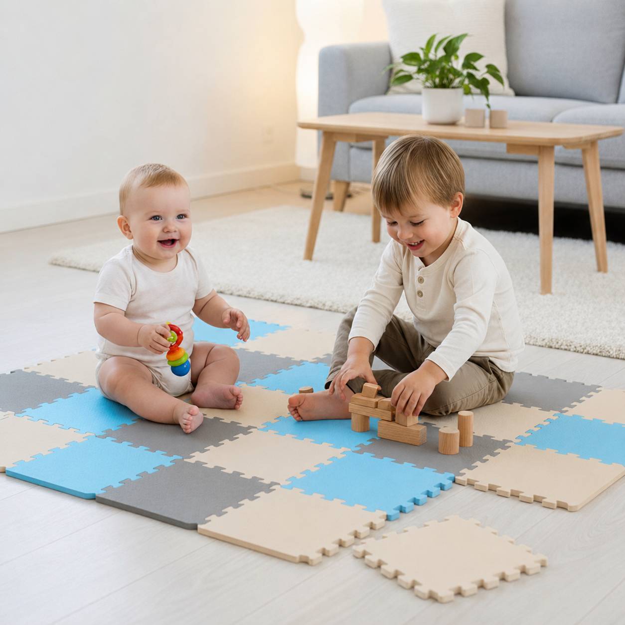 27 Teile Baby Kinder Puzzlematte ab Null - 30x30 Puzzle Spielmatte Krabbelmatte