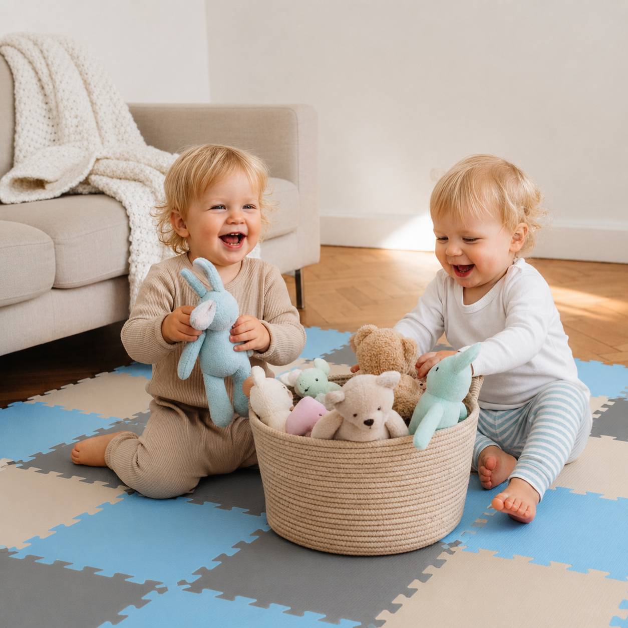 27 Teile Baby Kinder Puzzlematte ab Null - 30x30 Puzzle Spielmatte Krabbelmatte