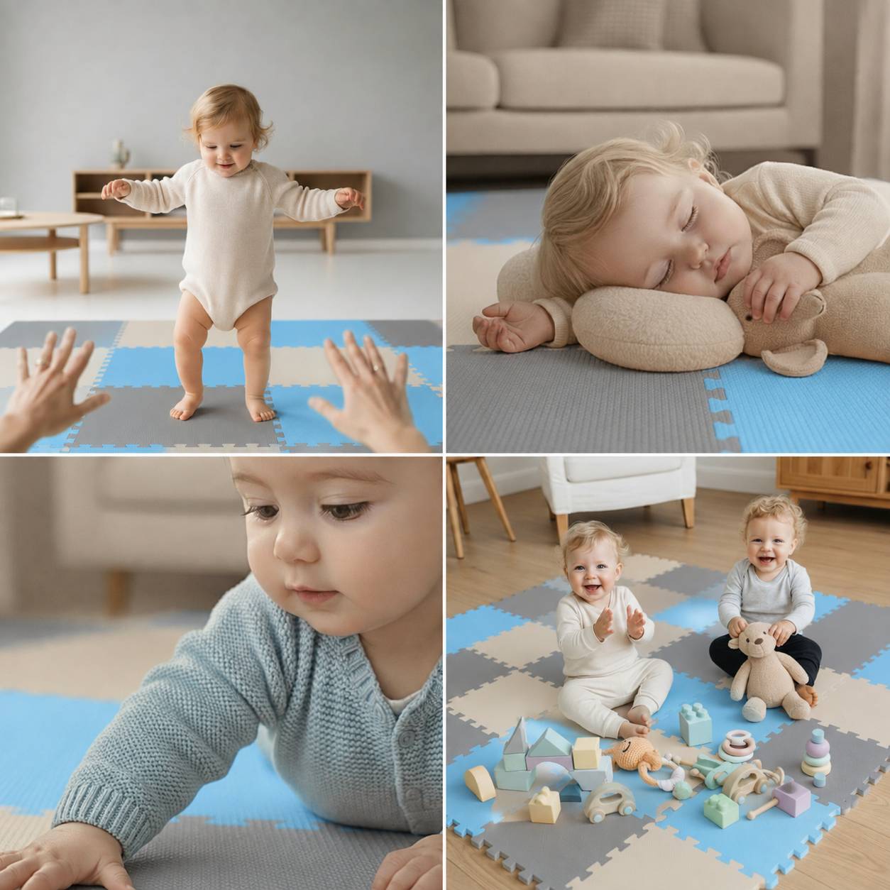 27 Teile Baby Kinder Puzzlematte ab Null - 30x30 Puzzle Spielmatte Krabbelmatte