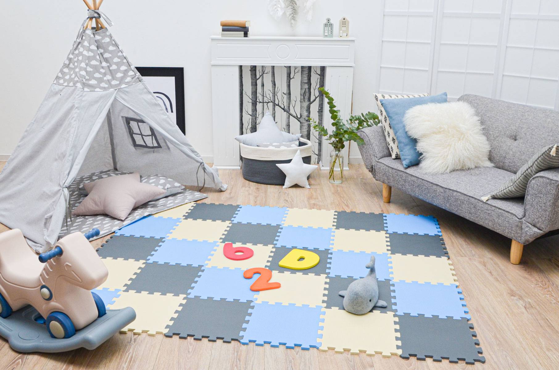 27 Teile Baby Kinder Puzzlematte ab Null - 30x30 Puzzle Spielmatte Krabbelmatte