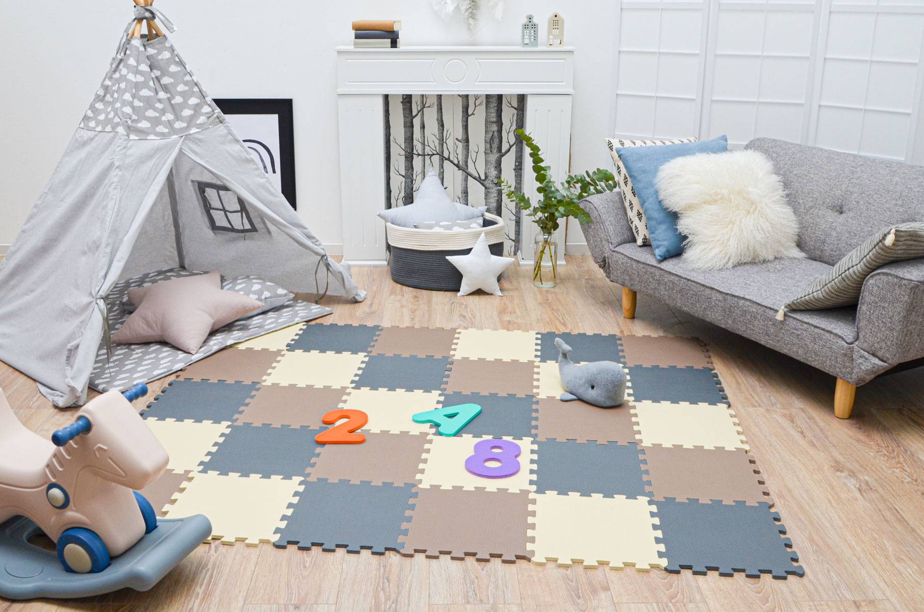 27 Teile Baby Kinder Puzzlematte ab Null - 30x30 Puzzle Spielmatte Krabbelmatte