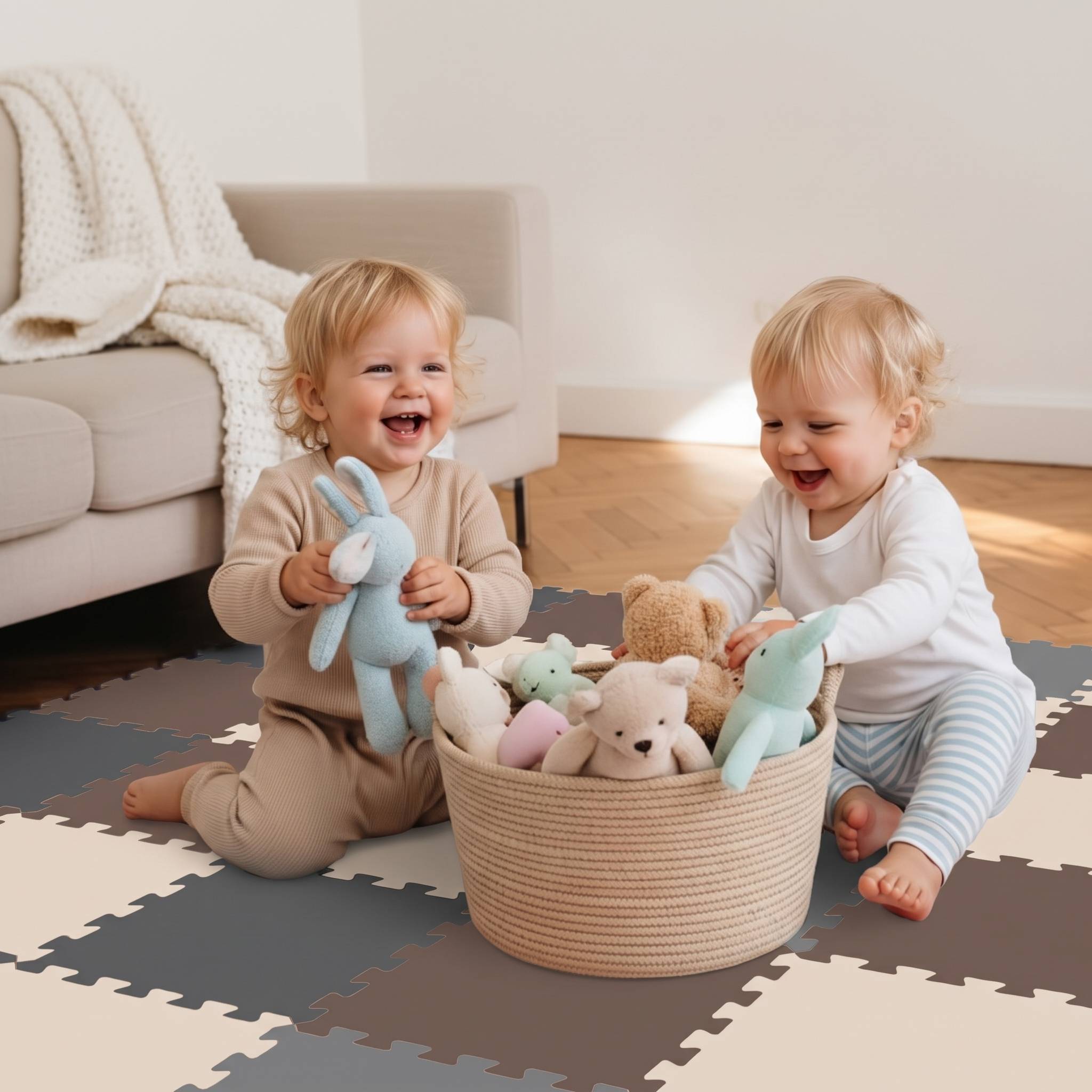 27 Teile Baby Kinder Puzzlematte ab Null - 30x30 Puzzle Spielmatte Krabbelmatte