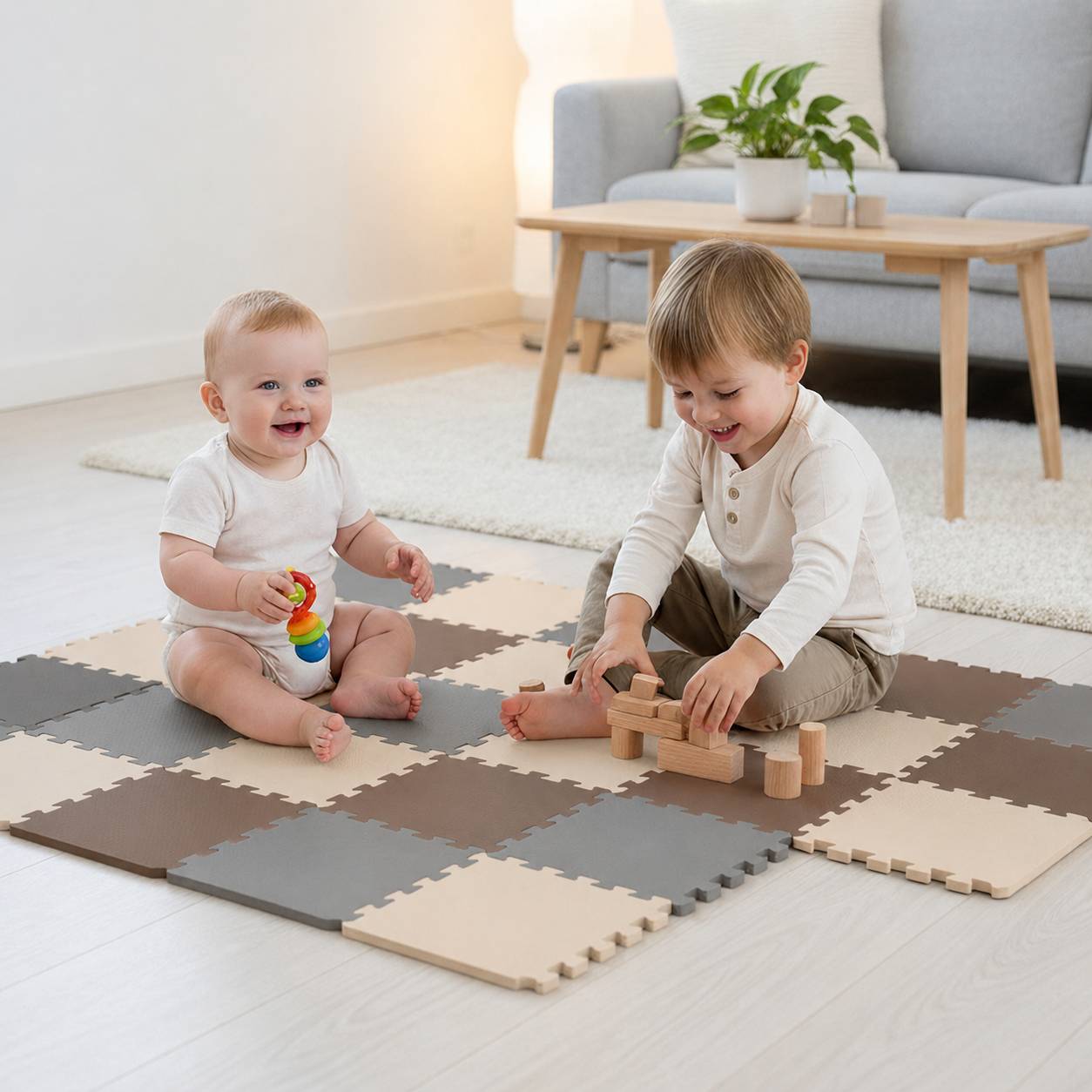 27 Teile Baby Kinder Puzzlematte ab Null - 30x30 Puzzle Spielmatte Krabbelmatte