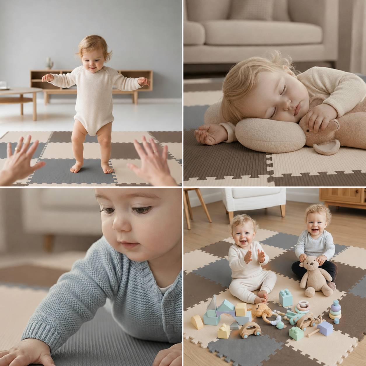 27 Teile Baby Kinder Puzzlematte ab Null - 30x30 Puzzle Spielmatte Krabbelmatte