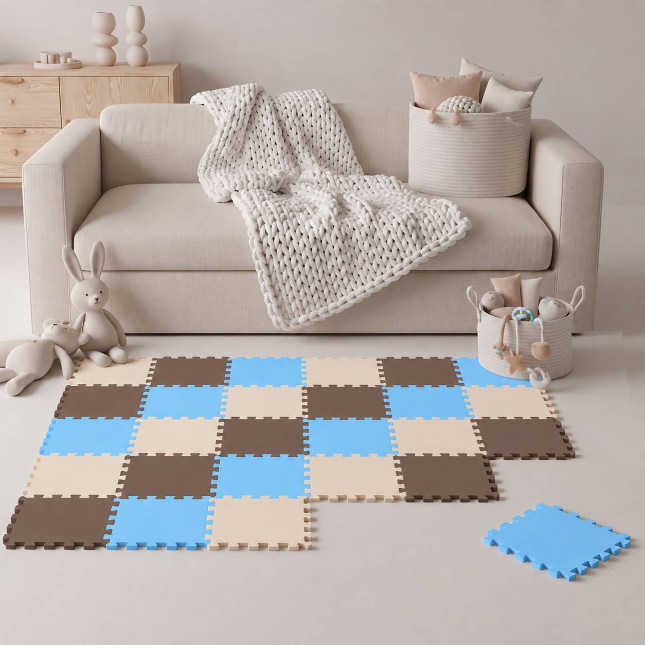 27 Teile Baby Kinder Puzzlematte ab Null - 30x30 Puzzle Spielmatte Krabbelmatte