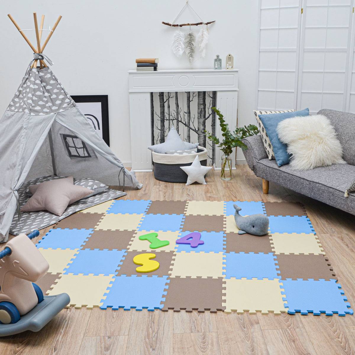 27 Teile Baby Kinder Puzzlematte ab Null - 30x30 Puzzle Spielmatte Krabbelmatte