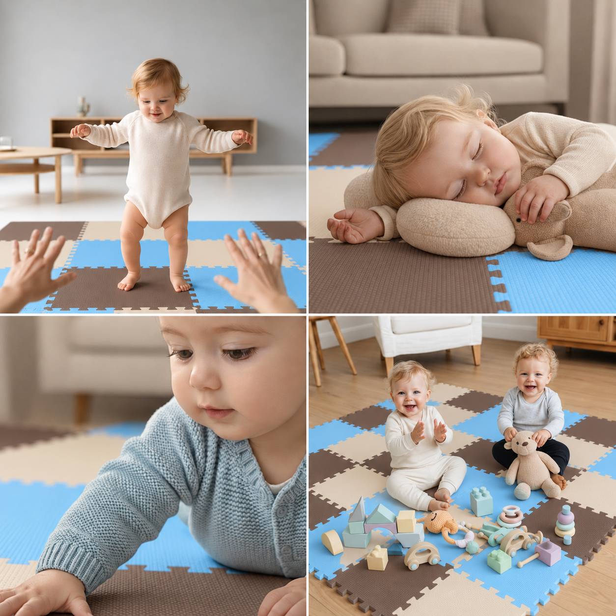 27 Teile Baby Kinder Puzzlematte ab Null - 30x30 Puzzle Spielmatte Krabbelmatte