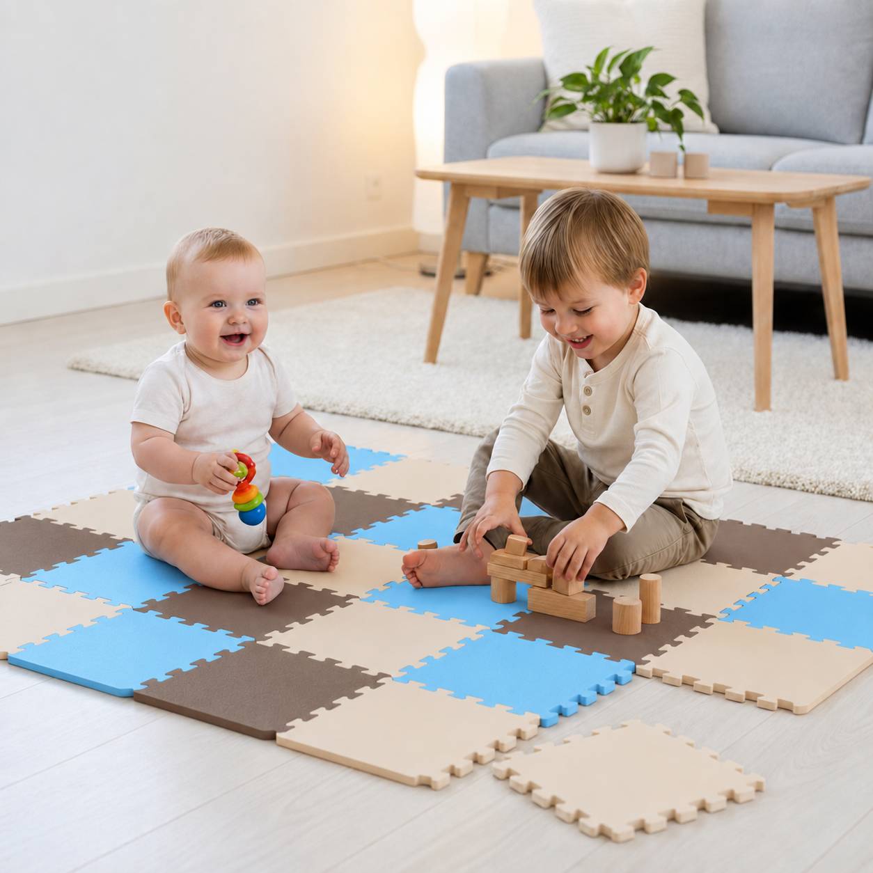 27 Teile Baby Kinder Puzzlematte ab Null - 30x30 Puzzle Spielmatte Krabbelmatte