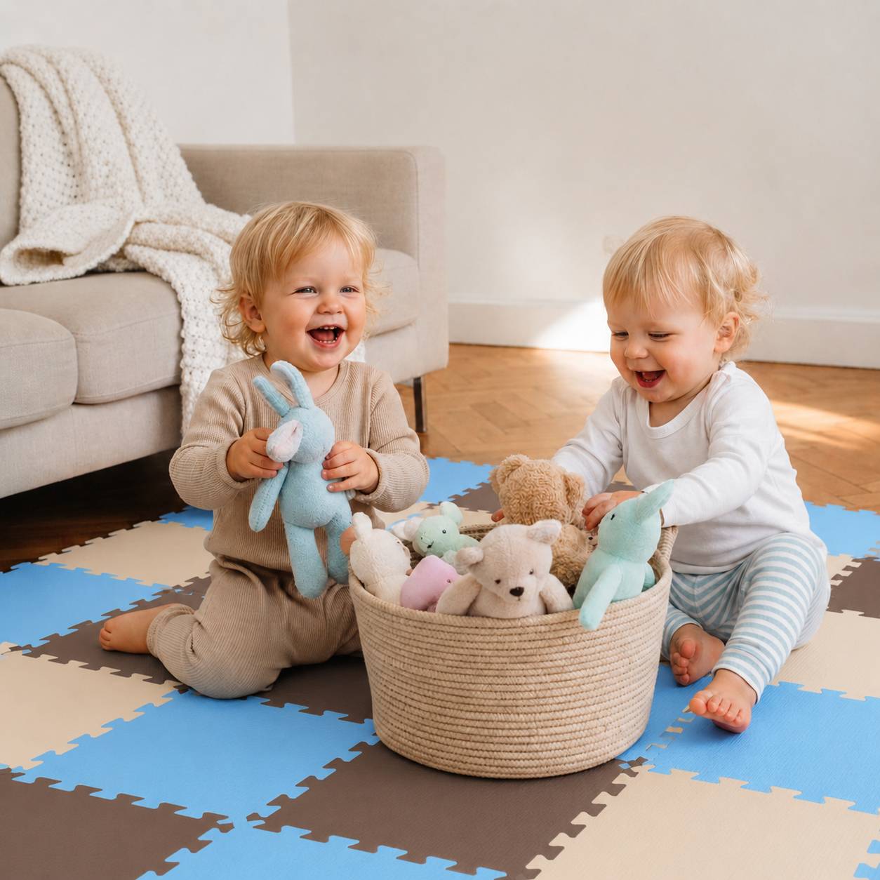 27 Teile Baby Kinder Puzzlematte ab Null - 30x30 Puzzle Spielmatte Krabbelmatte