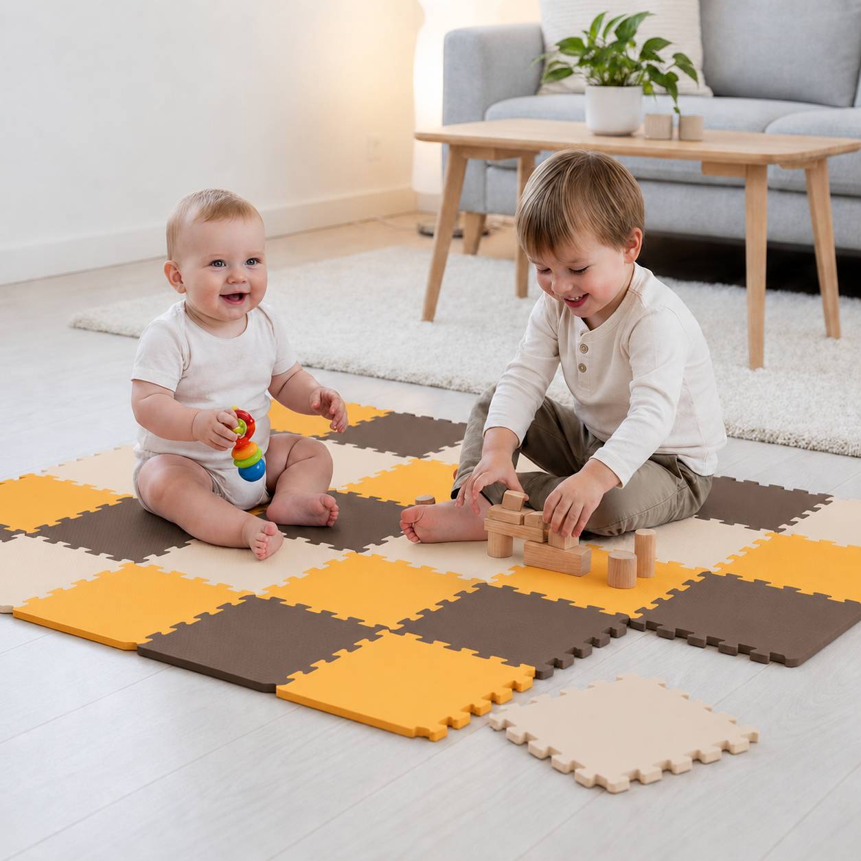 27 Teile Baby Kinder Puzzlematte ab Null - 30x30 Puzzle Spielmatte Krabbelmatte