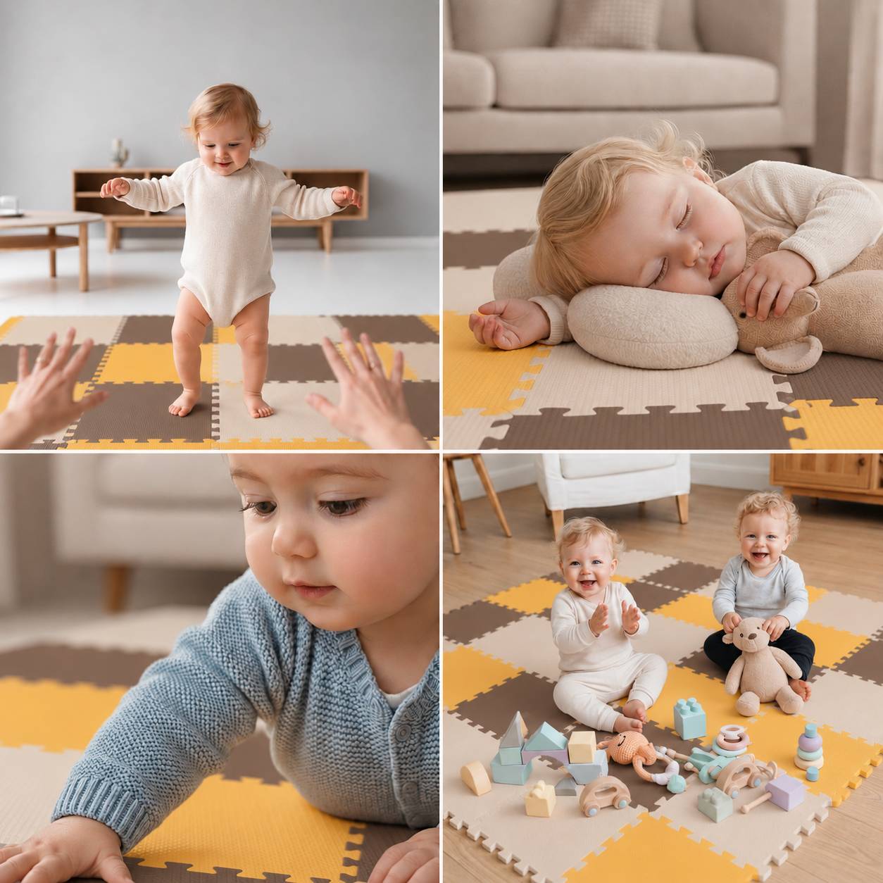 27 Teile Baby Kinder Puzzlematte ab Null - 30x30 Puzzle Spielmatte Krabbelmatte