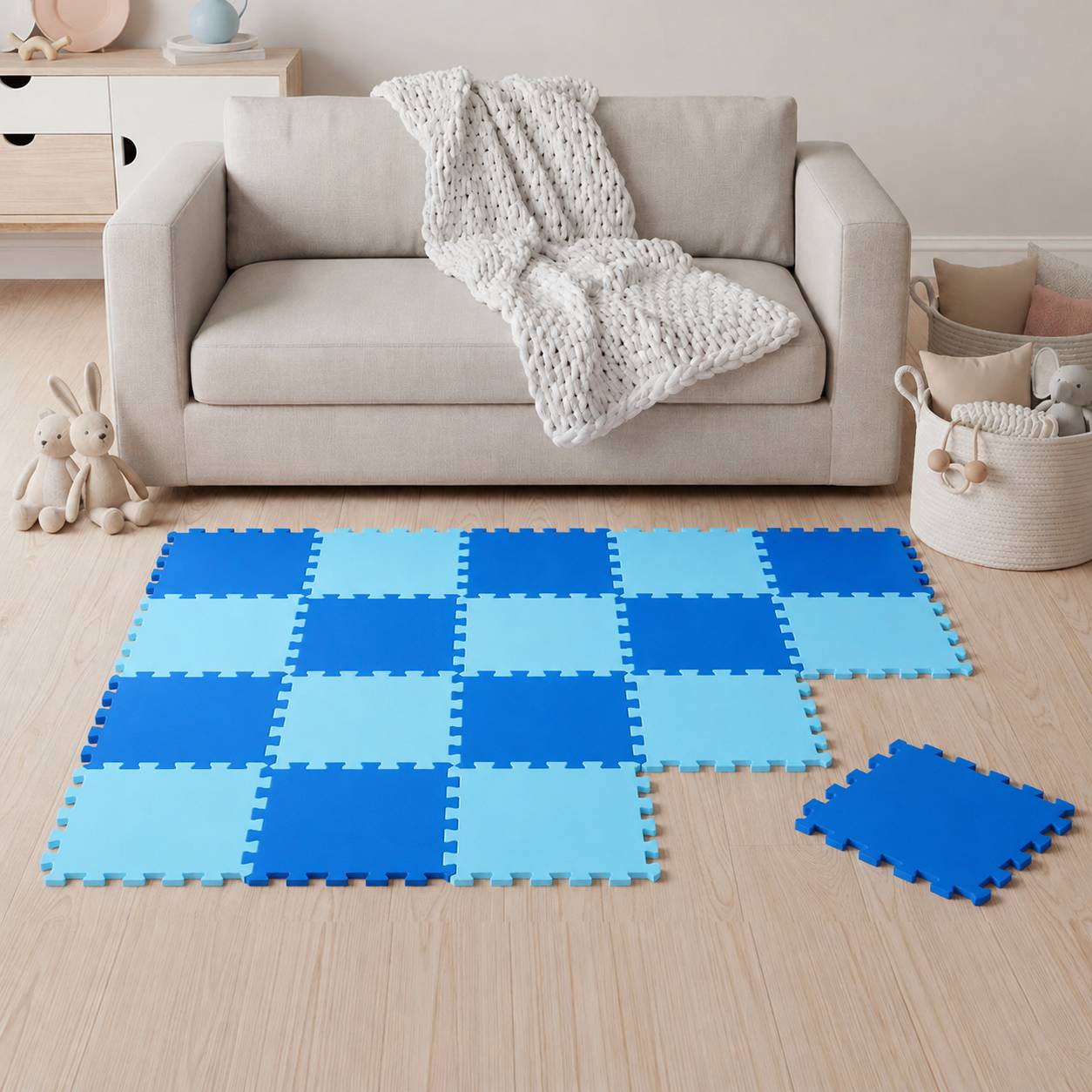 18 Teile Baby Kinder Puzzlematte ab Null - 30x30 Puzzle Spielmatte Krabbelmatte