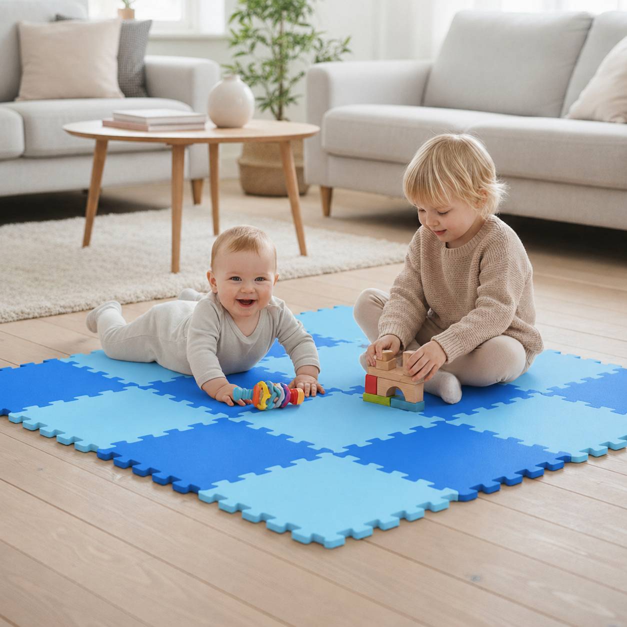 18 Teile Baby Kinder Puzzlematte ab Null - 30x30 Puzzle Spielmatte Krabbelmatte