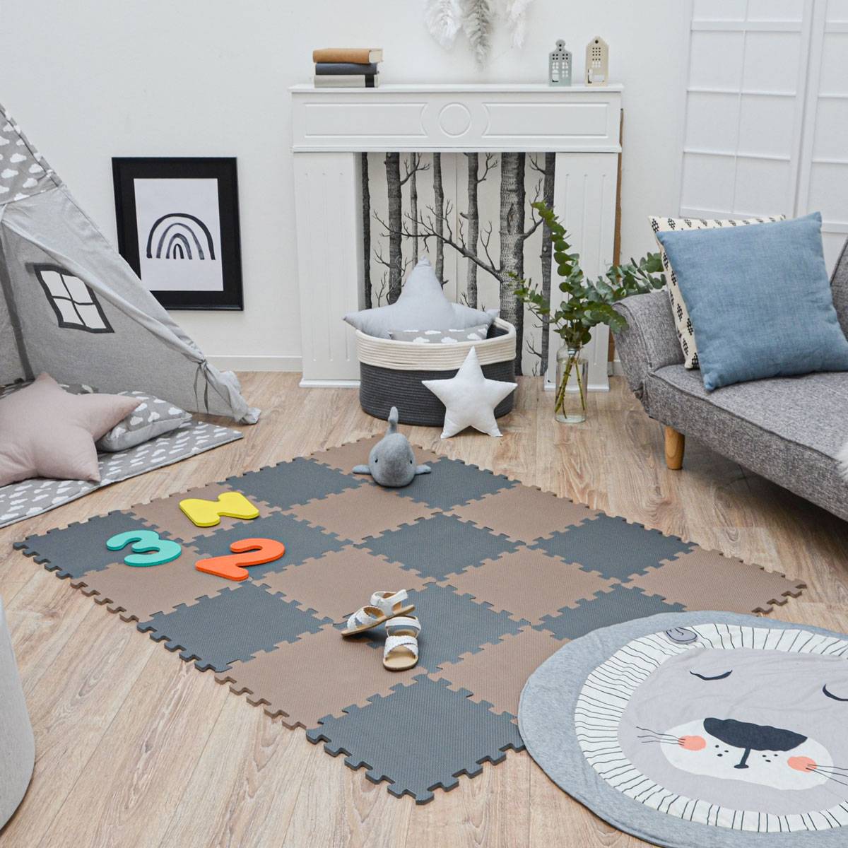 18 Teile Baby Kinder Puzzlematte ab Null - 30x30 Puzzle Spielmatte Krabbelmatte