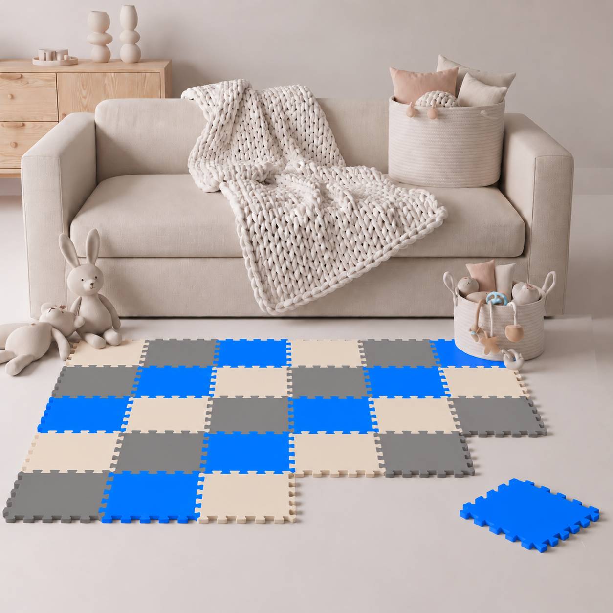 27 Teile Baby Kinder Puzzlematte ab Null - 30x30 Puzzle Spielmatte Krabbelmatte