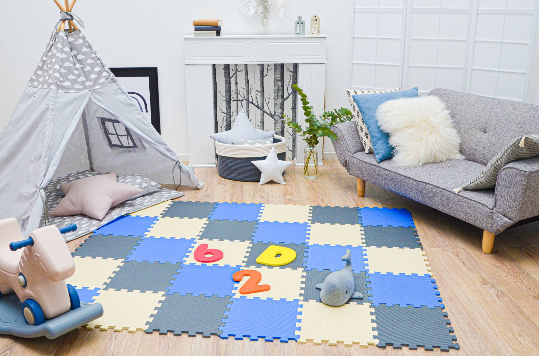 27 Teile Baby Kinder Puzzlematte ab Null - 30x30 Puzzle Spielmatte Krabbelmatte