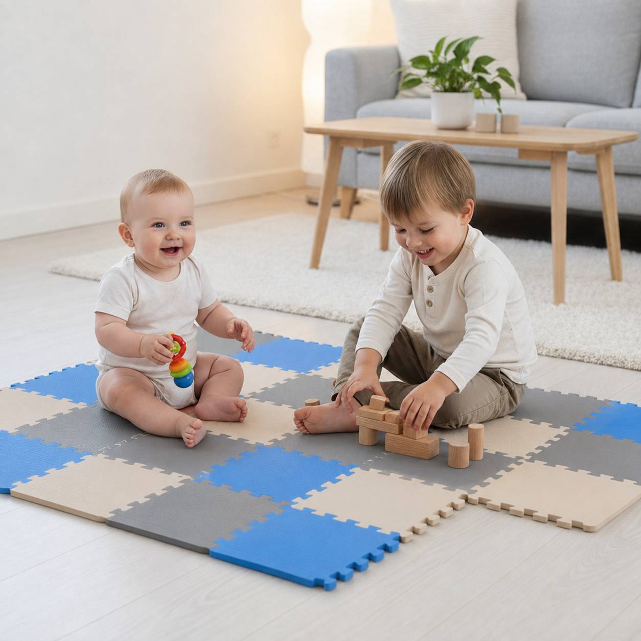 27 Teile Baby Kinder Puzzlematte ab Null - 30x30 Puzzle Spielmatte Krabbelmatte