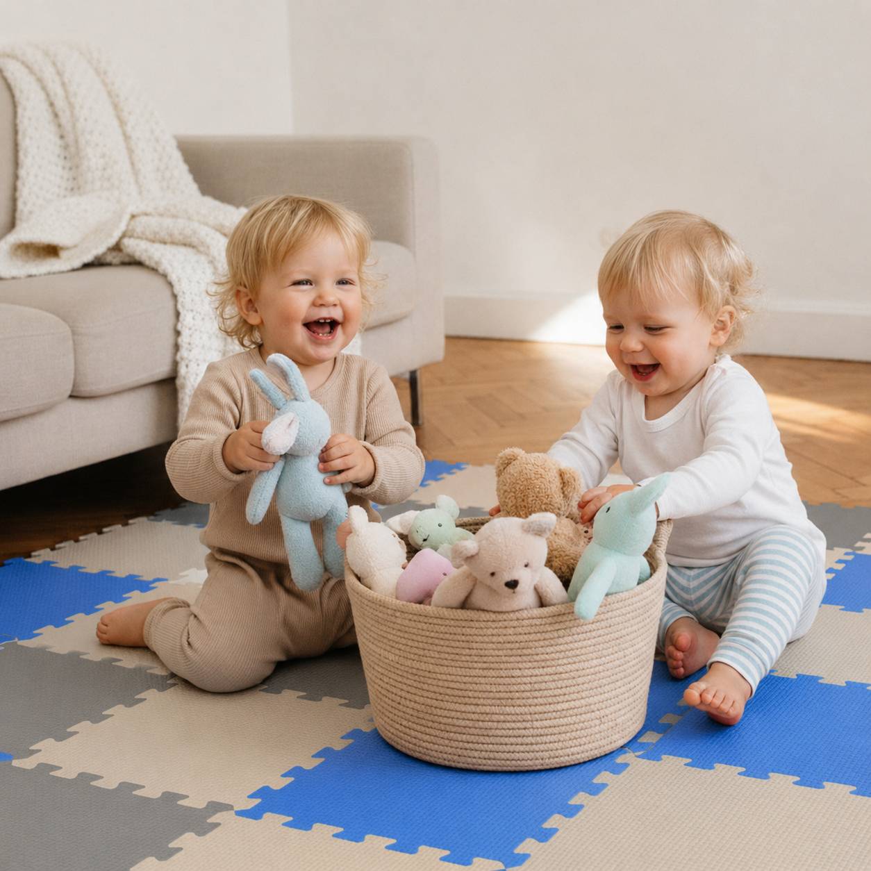 27 Teile Baby Kinder Puzzlematte ab Null - 30x30 Puzzle Spielmatte Krabbelmatte