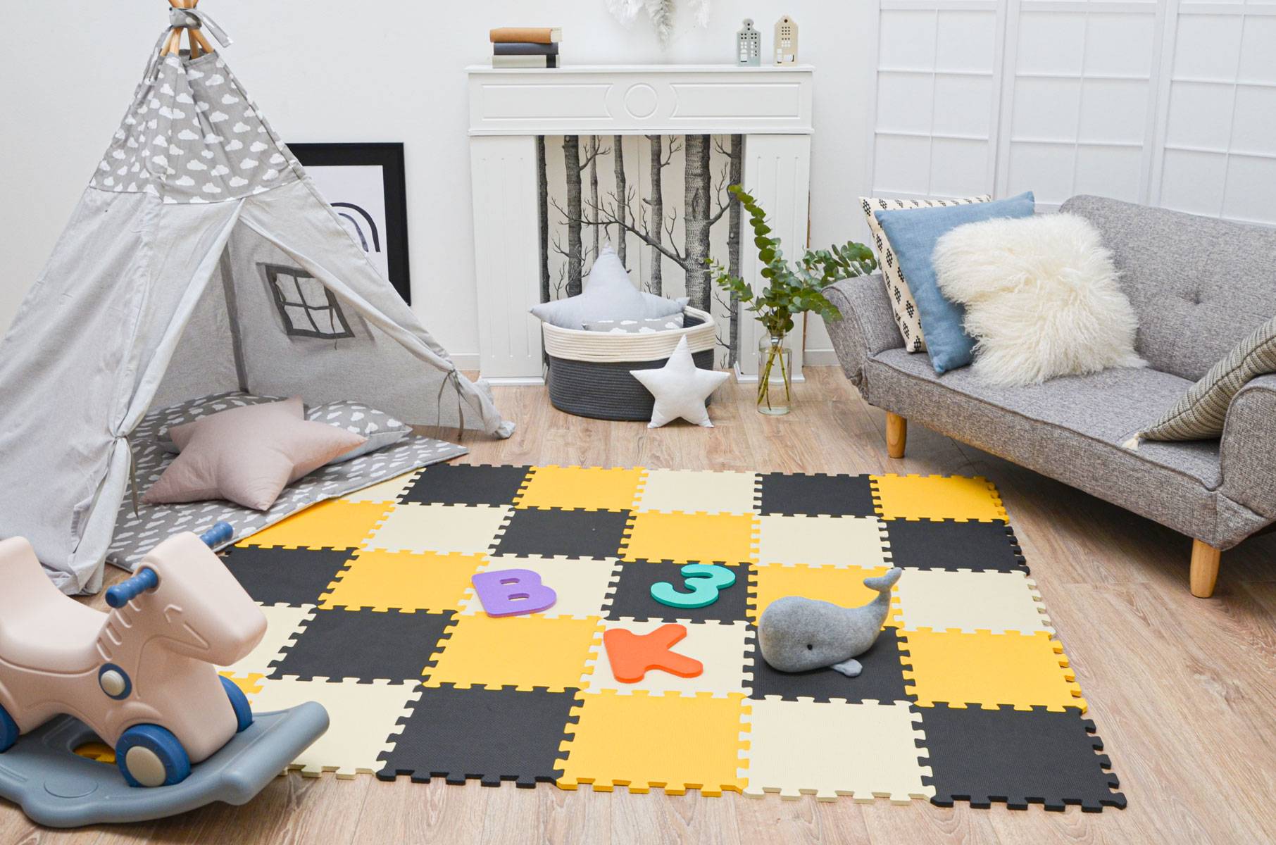 27 Teile Baby Kinder Puzzlematte ab Null - 30x30 Puzzle Spielmatte Krabbelmatte