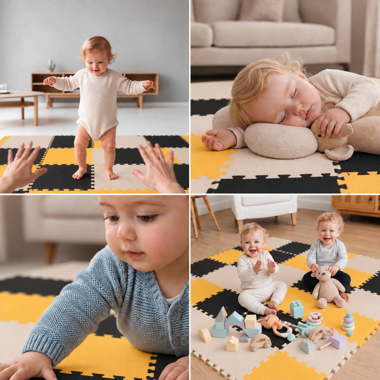 27 Teile Baby Kinder Puzzlematte ab Null - 30x30 Puzzle Spielmatte Krabbelmatte