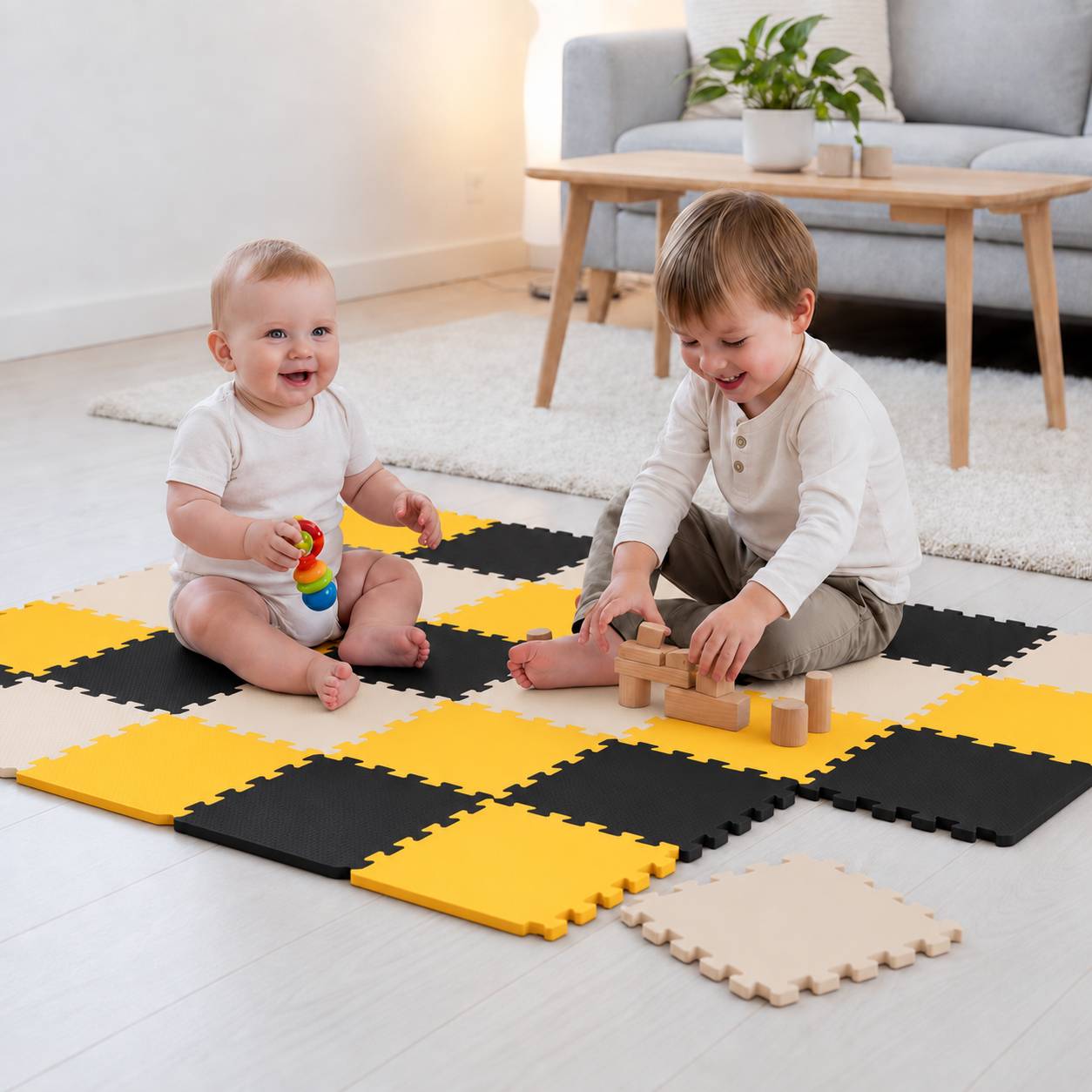 27 Teile Baby Kinder Puzzlematte ab Null - 30x30 Puzzle Spielmatte Krabbelmatte