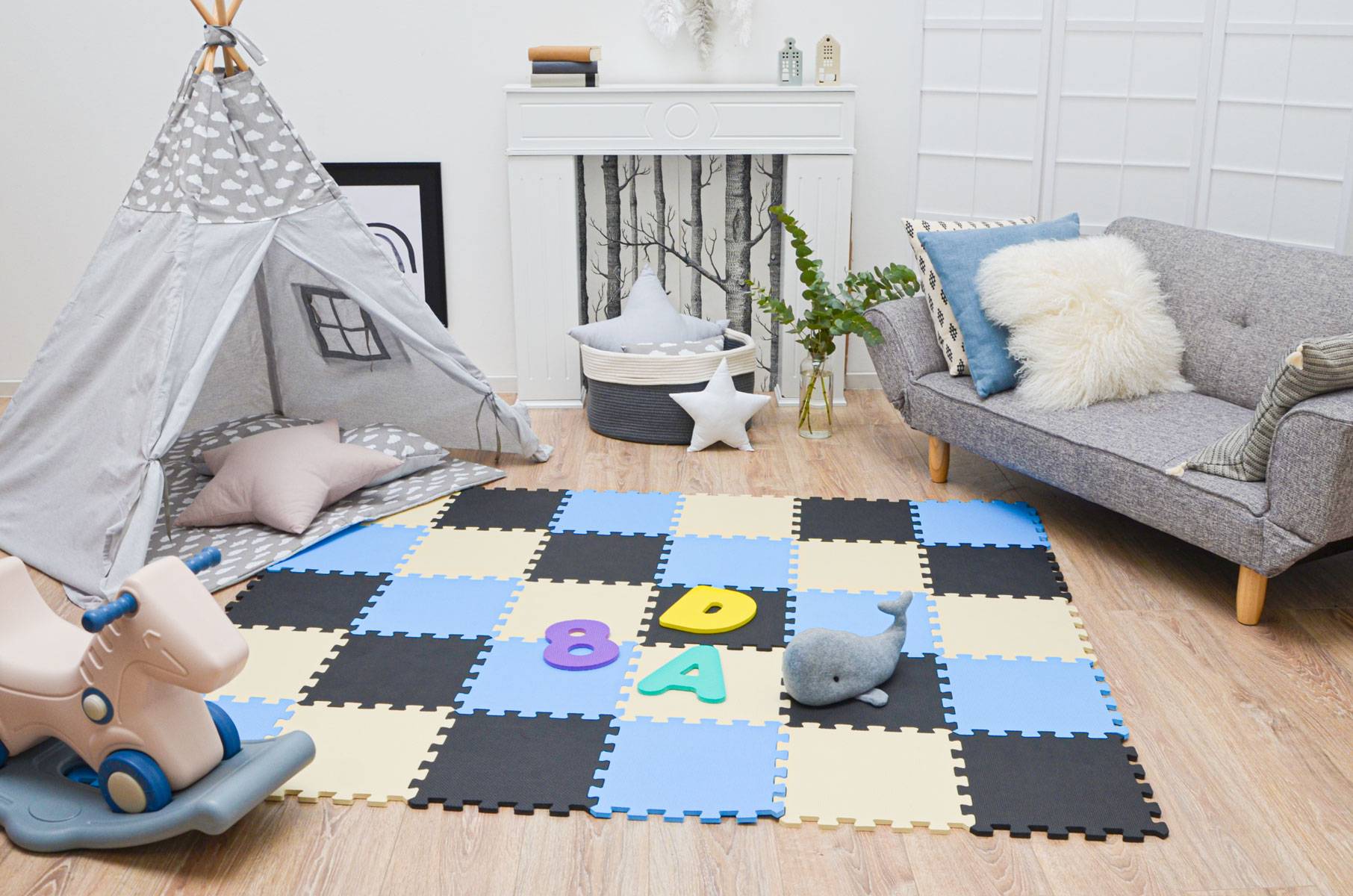 27 Teile Baby Kinder Puzzlematte ab Null - 30x30 Puzzle Spielmatte Krabbelmatte
