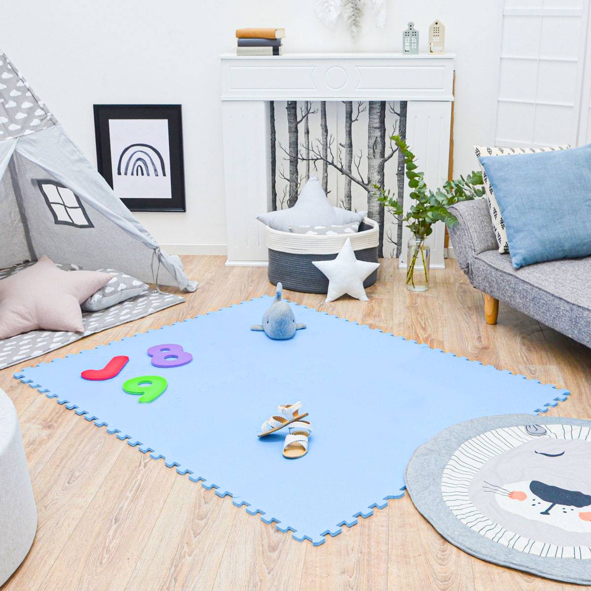 18 Teile Baby Kinder Puzzlematte ab Null - 30x30 Puzzle Spielmatte Krabbelmatte