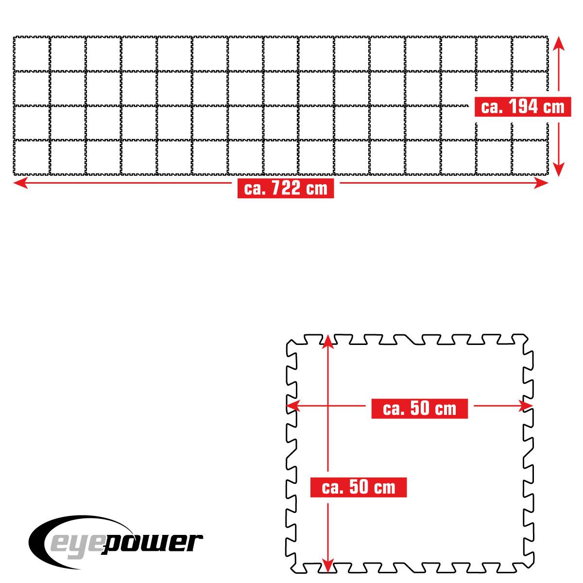 14 m² Poolunterlage - 60 EVA Matten 50x50 Pool Unterlage - Unterlegmatten Set