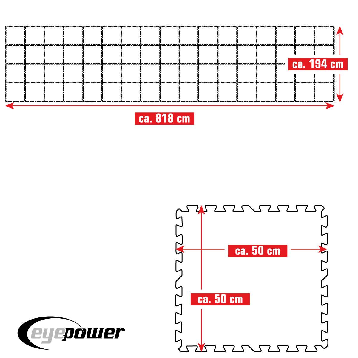 15,9 m² Poolunterlage - 68 EVA Matten 50x50 Pool Unterlage - Unterlegmatten Set