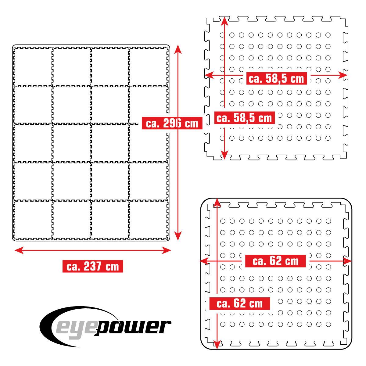 7 m² Poolunterlage - 20 EVA Matten 62x62 - Unterlegmatten Set - Pool Unterlage
