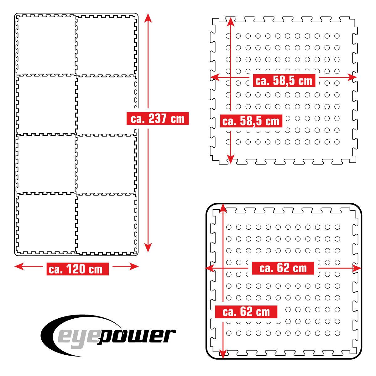 2,8 m² Poolunterlage - 8 EVA Matten 62x62 - Unterlegmatten Set - Pool Unterlage