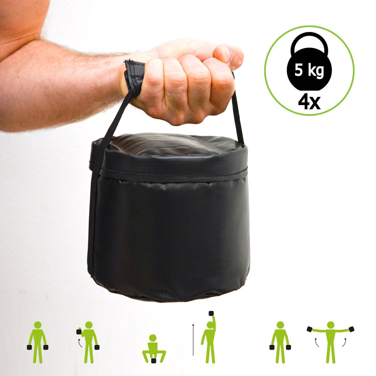 20kg Power Bag mit 4 Kettlebell Gewichten - 20x60 Home Training Sandbag 6 Griffe