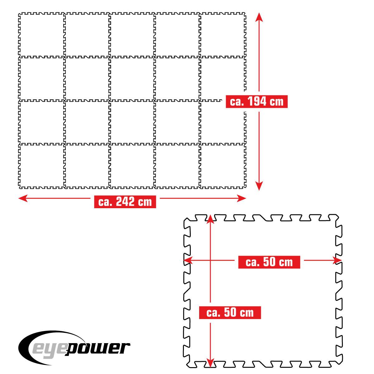 4,7 m² Poolunterlage - 20 EVA Matten 50x50 Pool Unterlage - Unterlegmatten Set