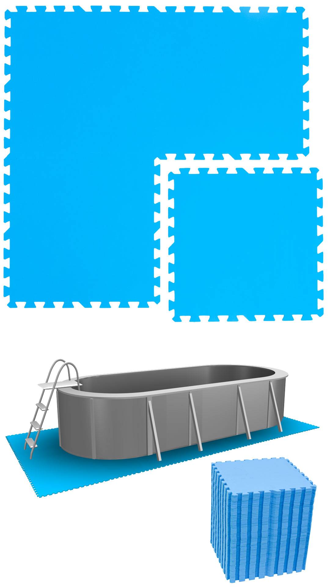 13,1 m² Poolunterlage - 56 EVA Matten 50x50 Pool Unterlage - Unterlegmatten Set