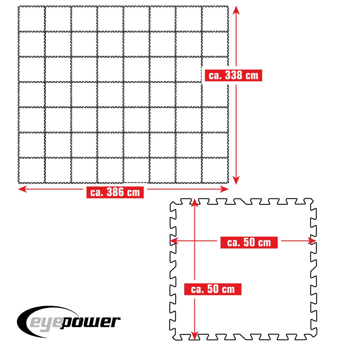 13,1 m² Poolunterlage - 56 EVA Matten 50x50 Pool Unterlage - Unterlegmatten Set